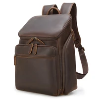 leather retro backpack mens large capacity 15 6 inch computer backpack natural leather backpack cowhide