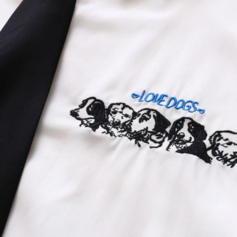 Новинка лета 2020 женские желтые рубашки с надписью собаки и галстуком осенняя