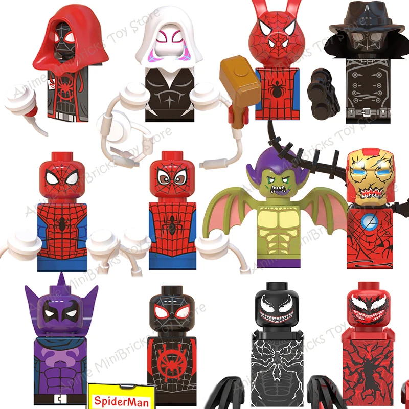 

Mysterio Spider Man Venom Iron Man Building Blocks Bricks Mini Action Figures Heads series Educational Kids Toys Birthday Gifts