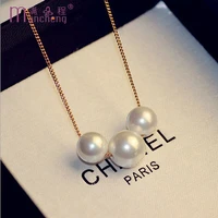 new trendy fashion 3 beads imitation pearl collar necklaces woman love gift simulated pearl statement choker necklace pendant