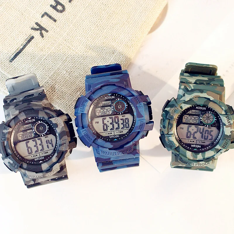 Спортивные женские часы Камуфляжный бренд для девочек модные детские