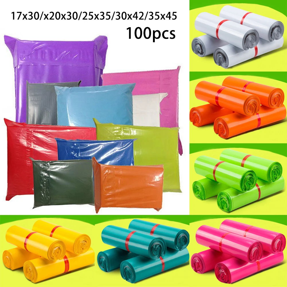 100 шт водонепроницаемые цветные почтовые пакеты Прочные Полиэтиленовые Почтовые