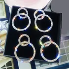 Большие серьги-кольца с кристаллами, массивные длинные серьги красного цвета с сеткой, 2020