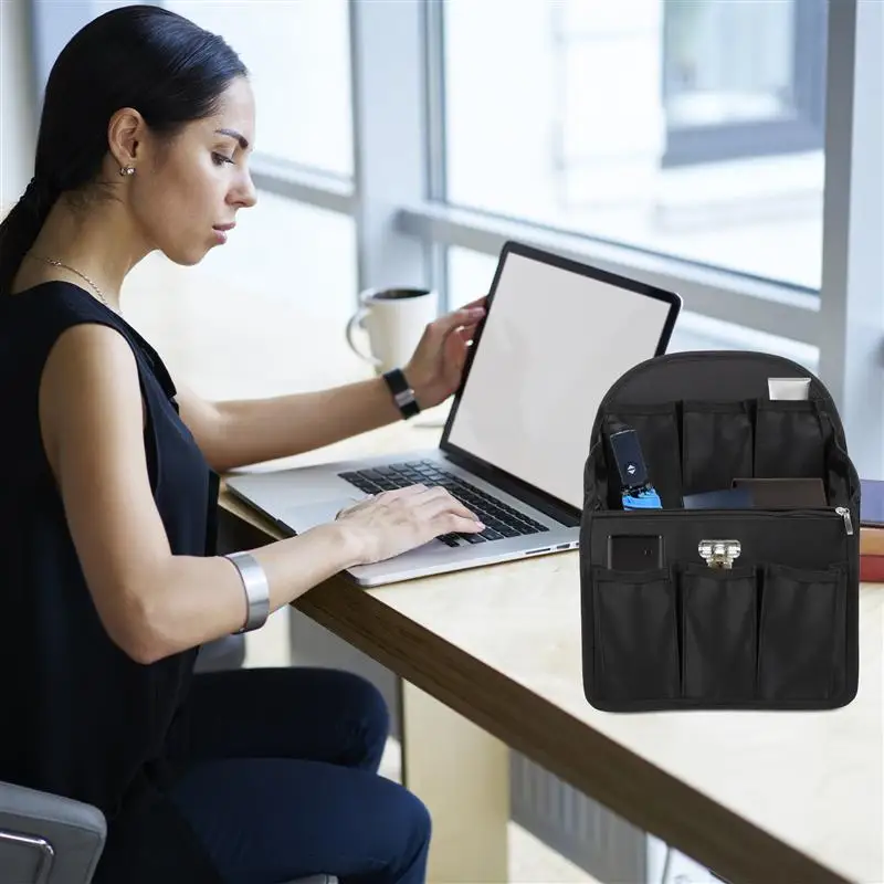 

1pc Multi-slots Divided Backpack Interior Bag Backpack Organizer Insert (Black)