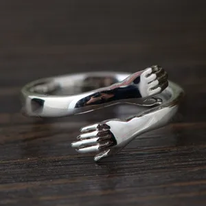 Tigrade серебро 925 пробы Arm Hug Открытые Кольца для мужчин и женщин подарок серебряное кольцо с регулируемым размером простой Модные украшения