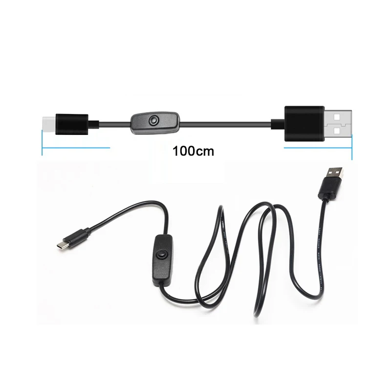 Кабель питания Raspberry Pi 3 4 с переключателем включения/выключения Micro USB Type C для