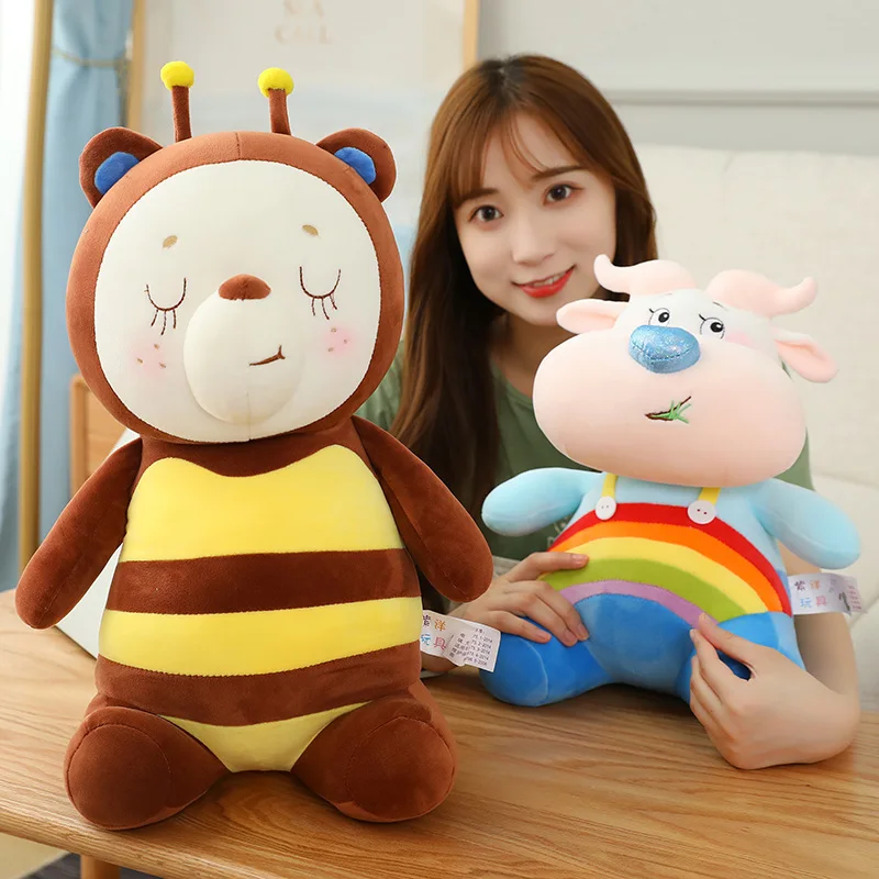 

Kawaii Rainbow Cow Bee Doll Plush Toy Plush Pillow Cushion Girl Gift Children Toy Christmas Gift Home Decoration