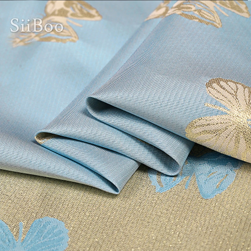 Американский стиль синяя Золотая Бабочка жаккардовая парча ткань для весеннего