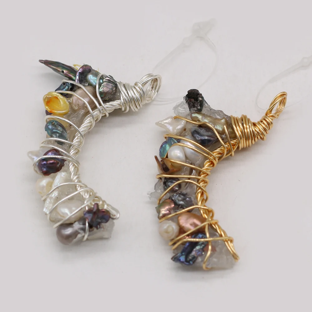 

Natural Semi-precious Stone Irregular Pearl White Crystal Bud Winding Pendant Boutique Making DIY Fashion Charm Necklace Jewelry