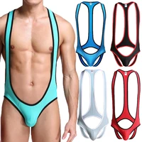men sexy bodysuits jock strap lingerie mesh undershirts breathable wrestling singlet erotic open butt gay jumpsuits underwear