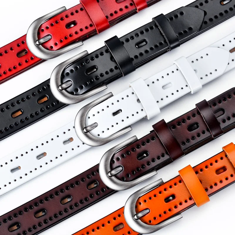 Fashion Hollowed Design Women's Genuine Leather Belts Novelty Pin Buckle Retro Style Belt for Women Accessories 2.8cm W ZK-078 |