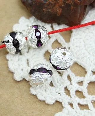 

20pcs/lot 8mm round purple diamond Loose Bead Spacer Beads Connectors for DIY Jewelry Making bracelet dfg4d