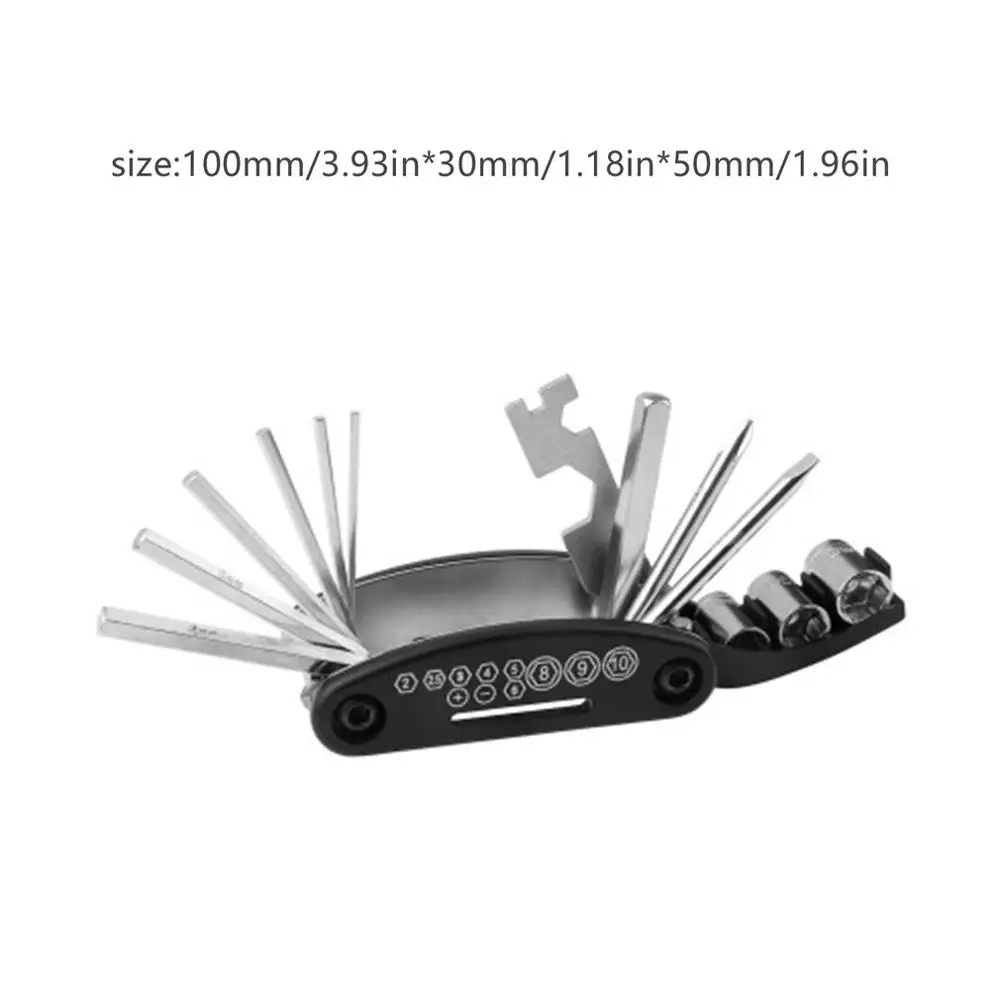 

16 in 1 Multi-Function Bike Bicycle Cycling Mechanic Repair Tool Kit with Tire Pry Bars Rods Repairing Tools