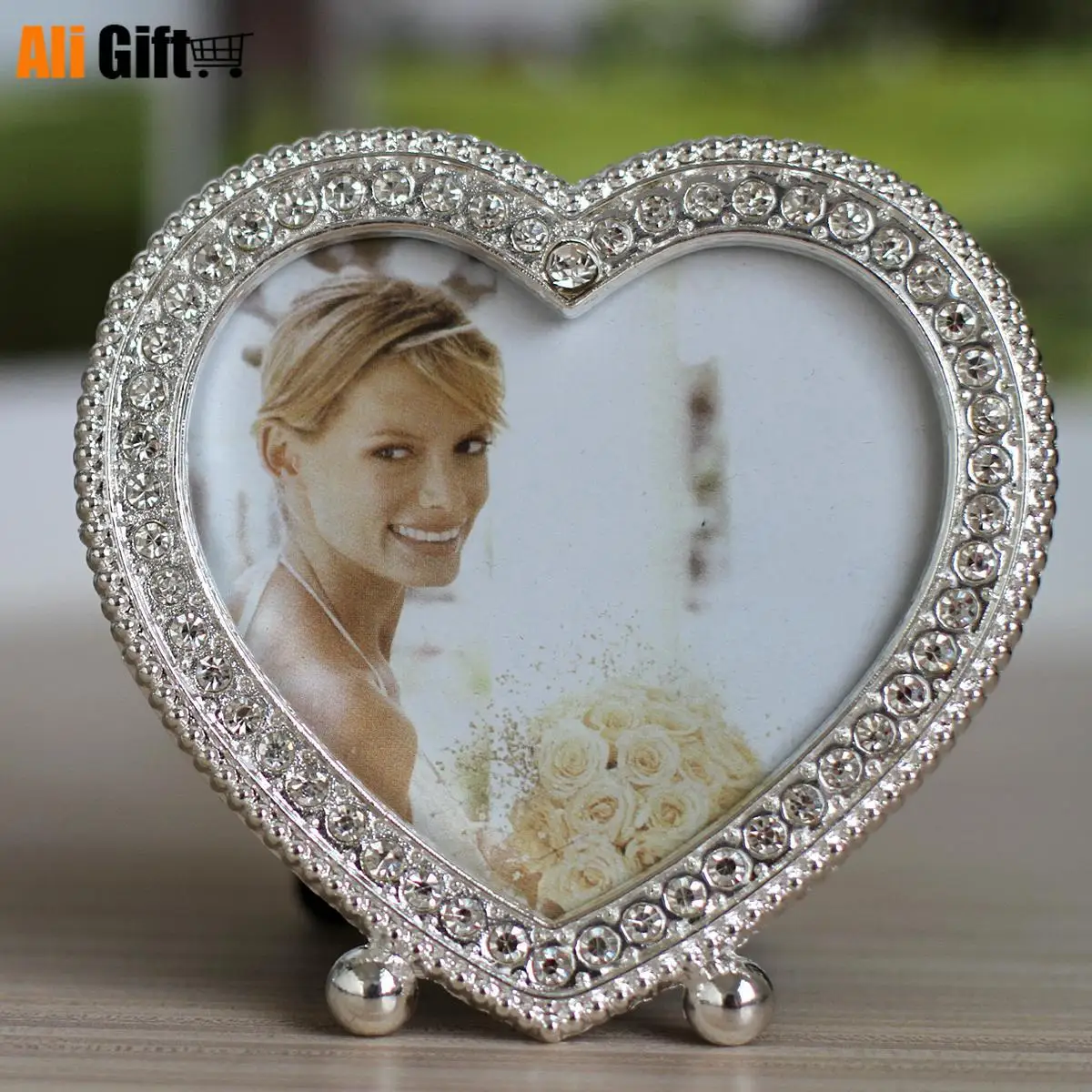 Лидер продаж серебристая металлическая фоторамка с инкрустированной