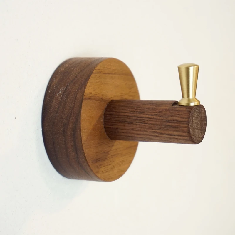 Черный Орех Деревянный крючок свободный удар креативный латунный для одежды