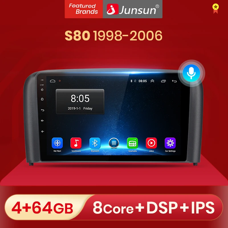 Автомагнитола Junsun V1 pro 2 + 32 ГБ Android 10 для Volvo S80 1998 2006 мультимедийный видеоплеер