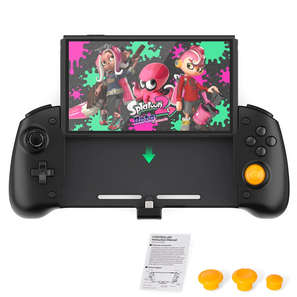 

For Nintendo Switch OLED Handheld Controller Grip Console Gamepad Double Motor Vibration Built-in 6-Axis Gyro Sweat-Proof Design