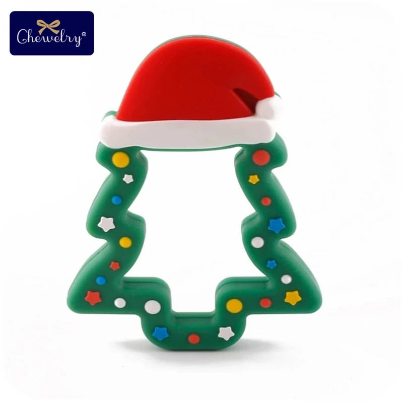 Green Christmas Tree 1 шт. силиконовые снежинки Прорезыватель Рождественская елка звезда кулон Рождественский Олень Подарки для ребенка Лось пряники Ман детский Прорезыватель подарки - Цвет: Green Christmas Tree