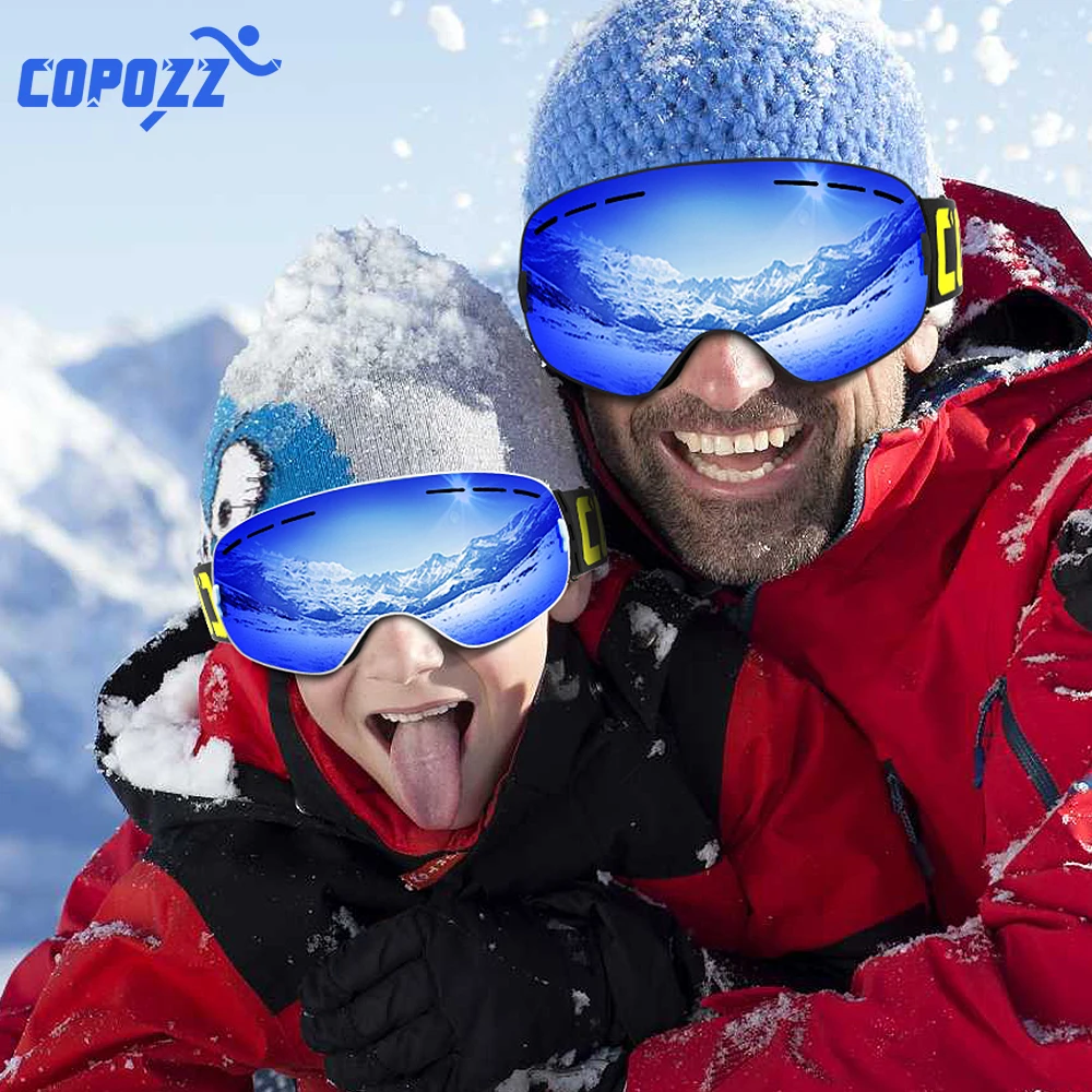 

COPOZZ Parent- kid Ski Goggles Snowboard Anti fog Skiing Glasses UV400 for Famliy Men Women Kids Sport Snow Goggles 2 Pack Set
