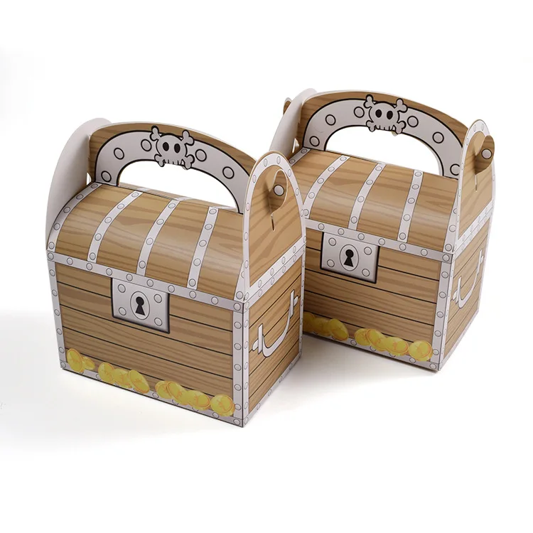 12 шт. маленький пиратский череп сокровище сундук коробка для конфет деревянная