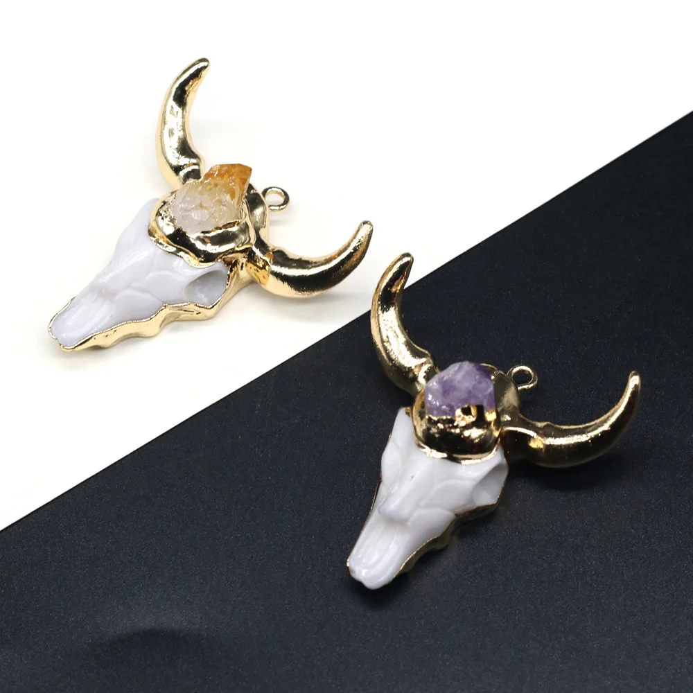 

Natural shell Pendant Cow Head Acrylic Semi-precious For Jewelry Making Charms DIY Necklace Bracelet Anklet Accessory