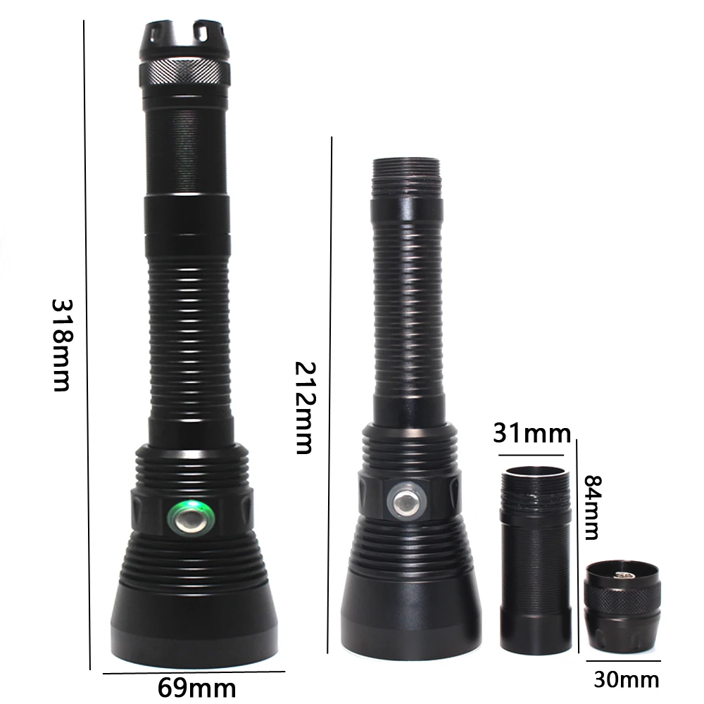 Barato Linterna De Buceo LED Potente 3 X XHP70.2 DE ALTO Lúmenes, Linterna De Buceo Subacuático, Luces Sumergibles Tácticas Impermeables De 100M