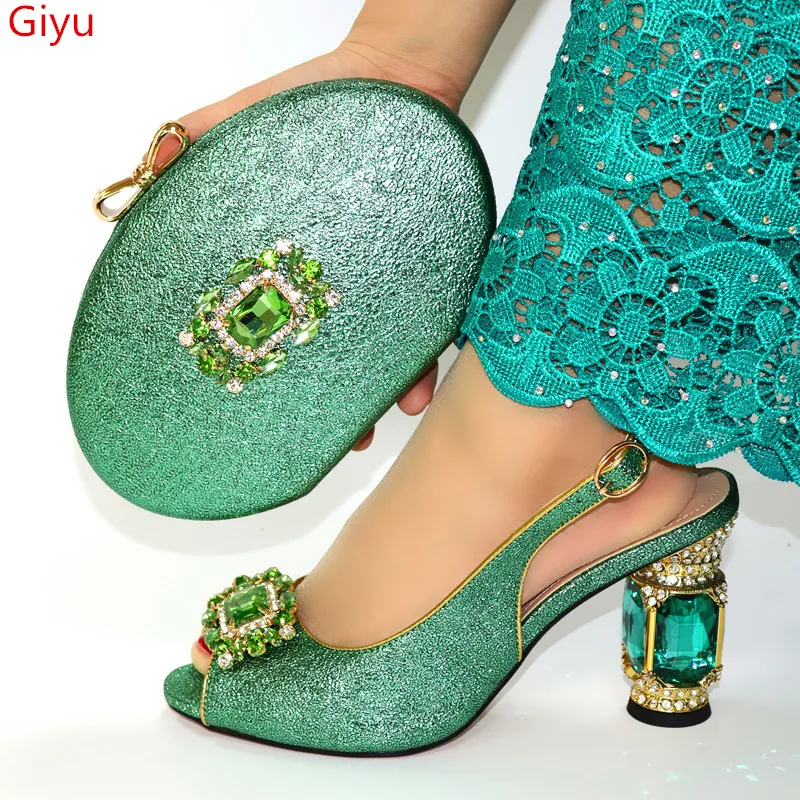 Зеленые туфли doershow с подходящей сумкой для женщин комплект из туфель и сумочки в