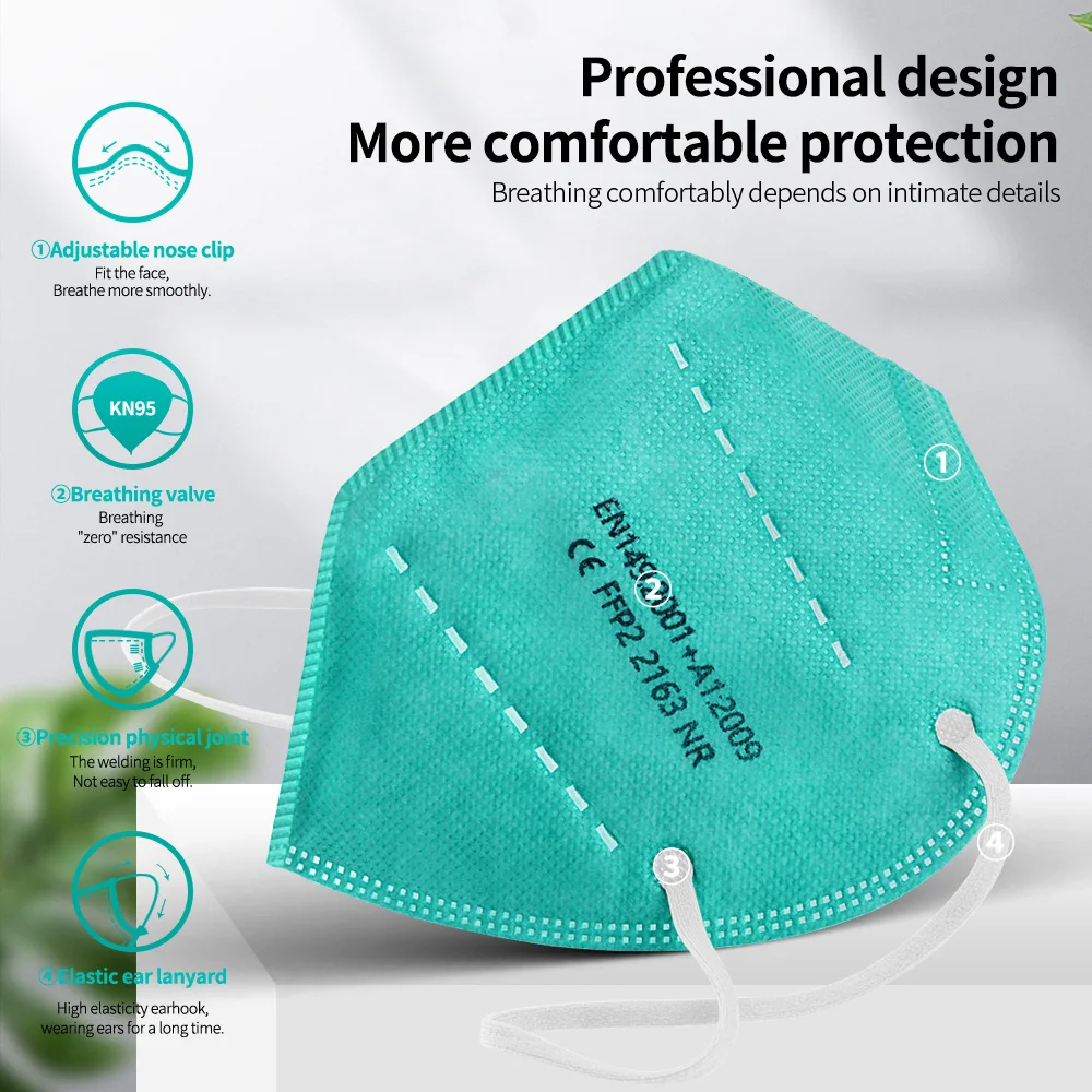 FFP2 маска Сертификат CE Mascarillas FPP2 neгра 5 слоев FFP2Mask 9 цветов взрослые KN95 маски FP2