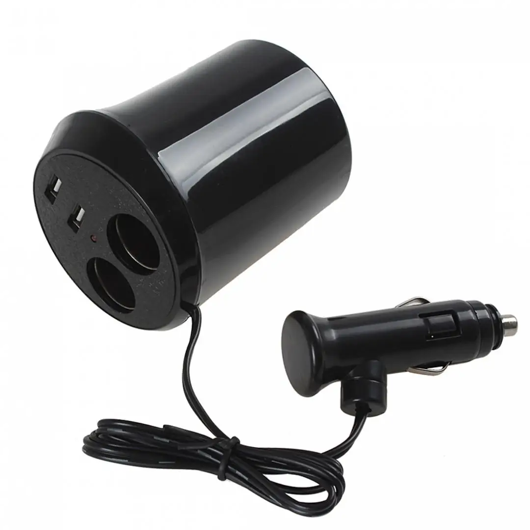 Автомобильное зарядное устройство для прикуривателя черный разветвитель с 2 USB