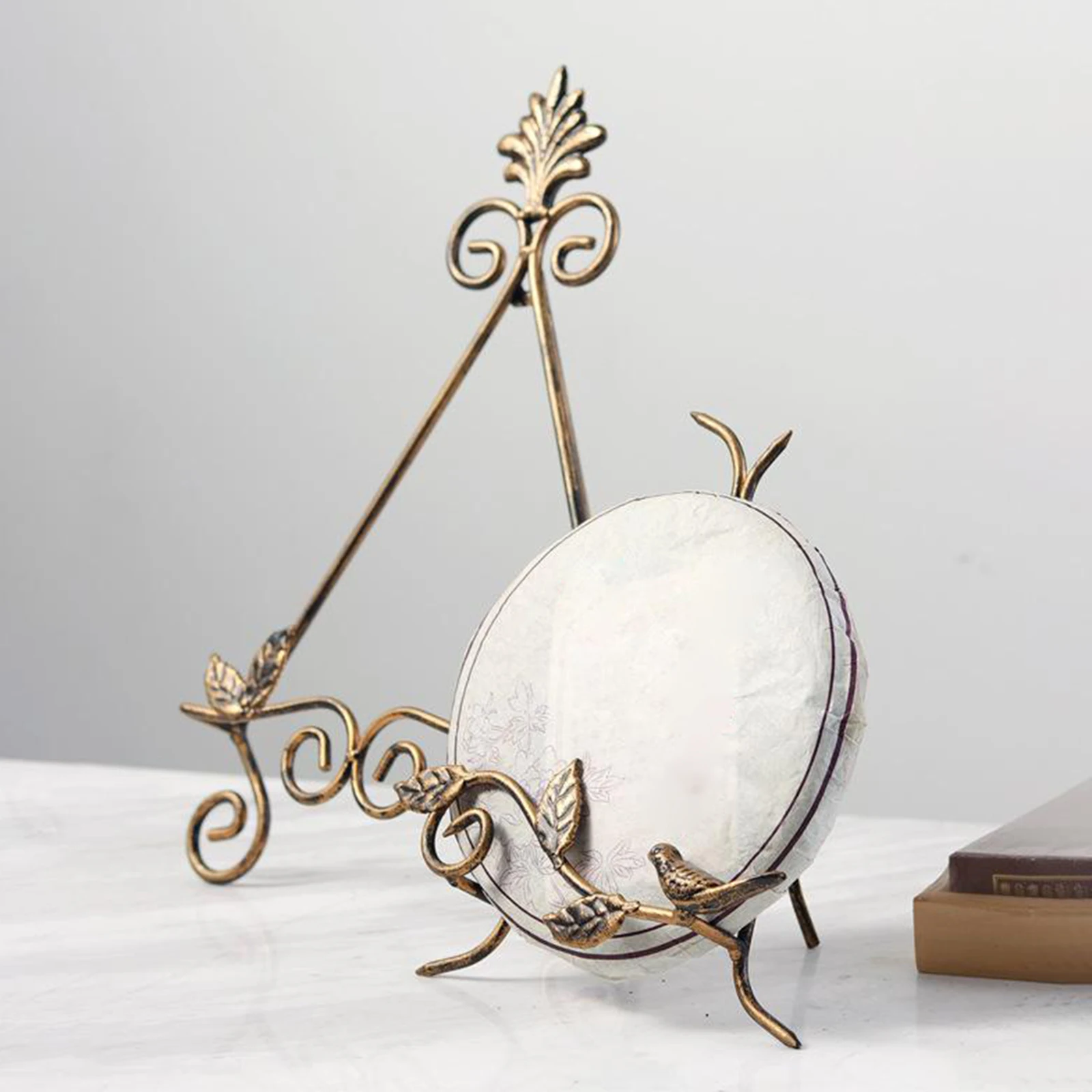 

Rustic Iron Display Stand, Retro Plate Easel Photo Cookbooks Card Phone Pad