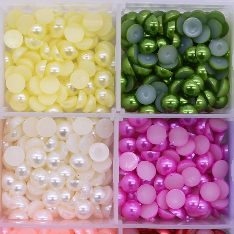 

1000pcs 6mm Multicolor Imitation Pearls Half Round Flatback Beads Garment Accessories Nail Art DIY Decoration Handmade Crafts