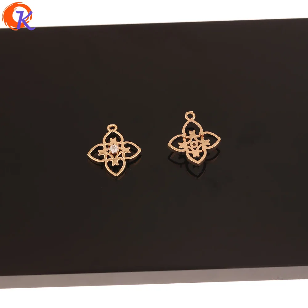 

Cordial Design 50Pcs 14*17MM CZ Charms/Jewelry Accessories/Earring Connectors/Hand Made/Flower Shape/DIY Making/Earring Findings