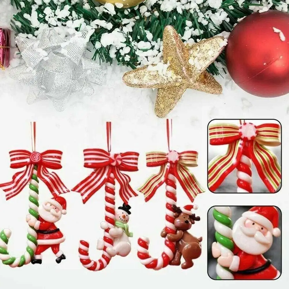 

1pc Ornament Christmas Decoration Santa Claus Snowman Home Decoration Candy Ornament Accessories Christmas Cane Tree Z5H1