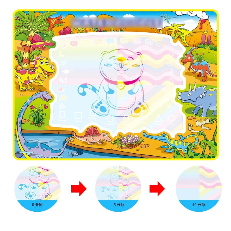 Магический коврик для рисования водой большой размер динозавр мир 110*80 см 4