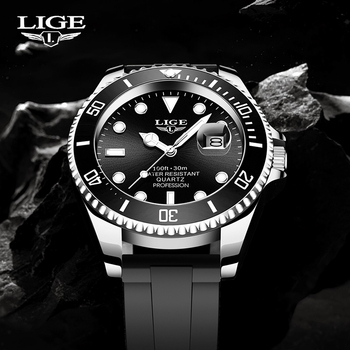 2021 New LIGE Mens Watches Fashion Business Waterproof Quartz Wrist Watch Men Top Brand Luxury Silicone Strap Sport Clock Male-36736