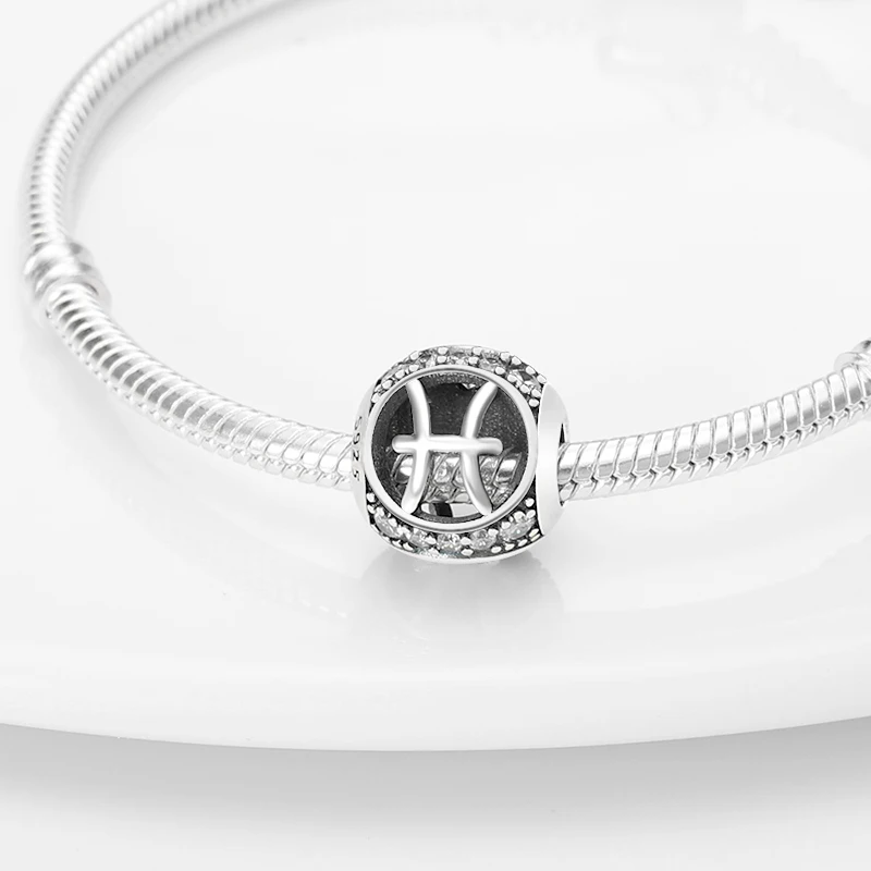 

Шармы plata из серебра 925 пробы, подвеска из серии 12 созвездий, шармы-бусины в виде рыб, подходят для оригинального браслета Pandora, Изящные Ювелир...