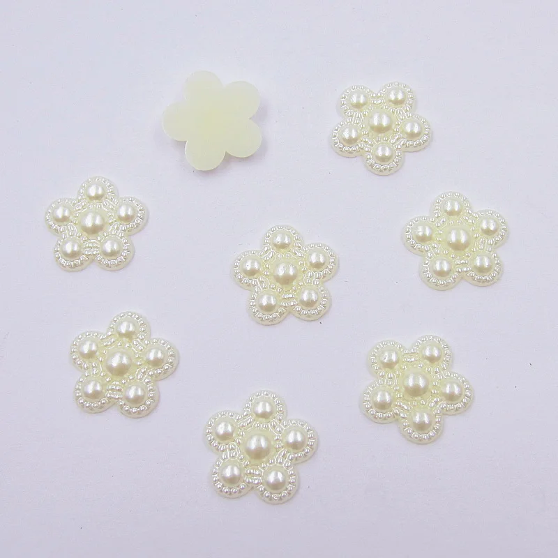 

50pcs 18mm Flower FlatBack Cabochon Imitation Plastic ABS Pearl Beads For DIY Craft Clothing scrapbook Making