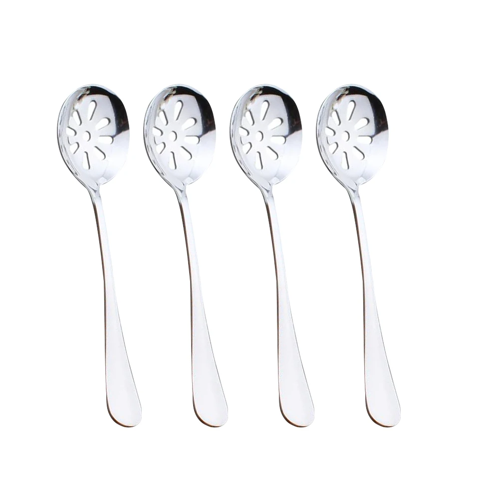 

4 Pcs Stainless Steel Table Spoons with Long Handle Soup Colander Spoon for Ice Cream Dinner Spoons Rice Salad Camping Tableware