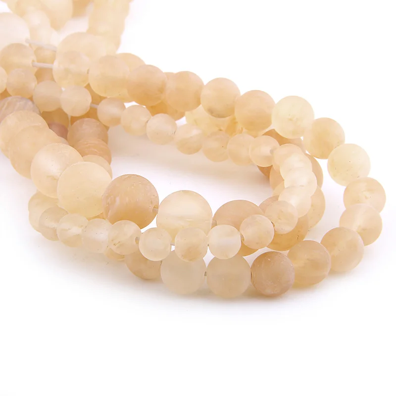 Yellow Matte Watermelon Tourmaline Beads Frost Round Stone beads Loose Spacer For Jewelry Making 6 8 10 12MM Bracelet 15'' |