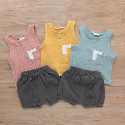 newborn baby boys summer clothing sets infant fashion cotton sleeveless t-shirt+shorts 2pcs fot bebes toddler outfits |