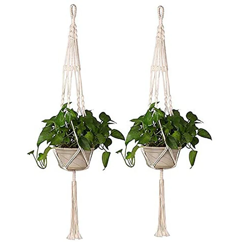 

Hanging Basket for Indoor or Outdoor Plants in Cotton Rope