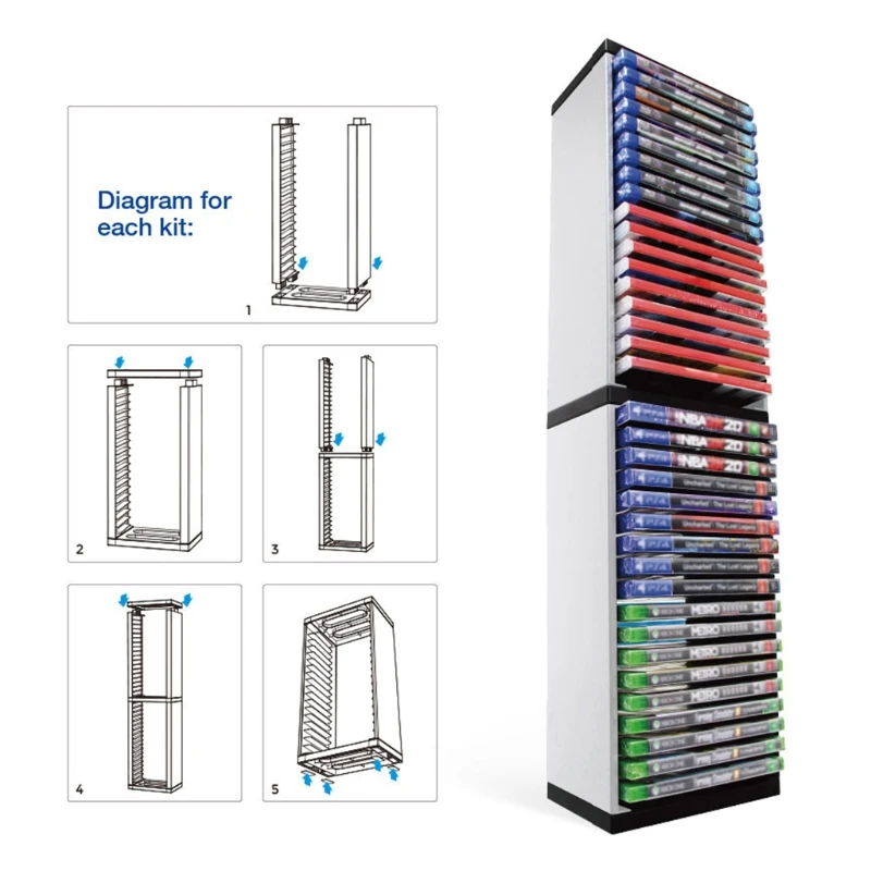

R58A Host Disc Double-layer Storage Box Holder Game Disk Tower Vertical Stand Can Store 36 Game Discs For PS4 PS5 Switch XboxOne