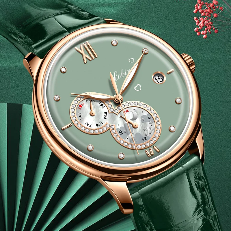 

Switzerland Luxury Brand LOBINNI Japan MIYOTA Automatic Mechanical Women's Watches Sapphire Waterproof Moon Phase Clock L2066