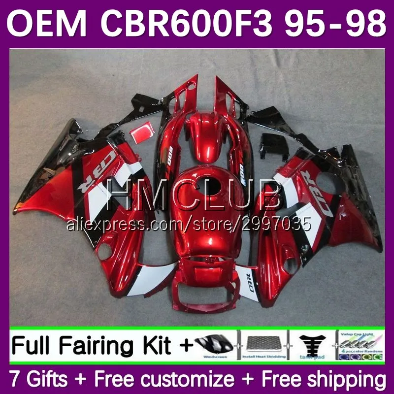 

Injection Body For HONDA CBR600 CBR 600F3 600 F3 2No.27 CBR600F3 1995 1996 1997 1998 CBR600FS 95 96 97 98 Fairings red wine