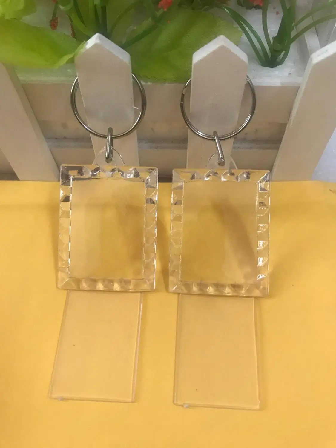 50pcs/lot Min Rectangular lace Blank Acrylic Keychains Insert Photo plastic Keyrings DIY Split Ring accessories | Украшения и