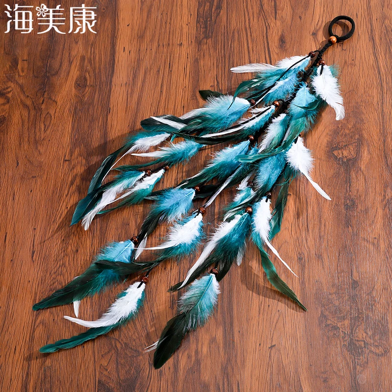 Резинка для волос Haimeikang эластичная резинка с перьями в богемном стиле