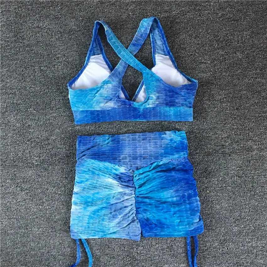 

S-XL Pad 2pcs yoga sets woman sportswear stretch gym shorts set women clothing sports bra shorts workout clothes Tracksuit