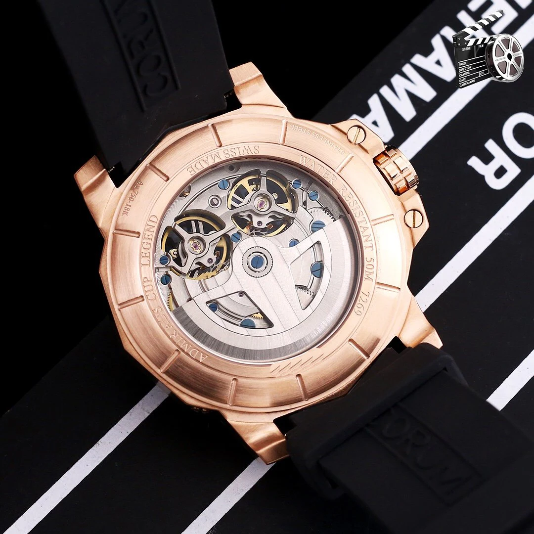 

Luxury Brand New Men Black Rubber Stainless Steel Automatic Mechanical AC-one Tourbillon Rose Gold Admiral's Cup Sapphire Watch