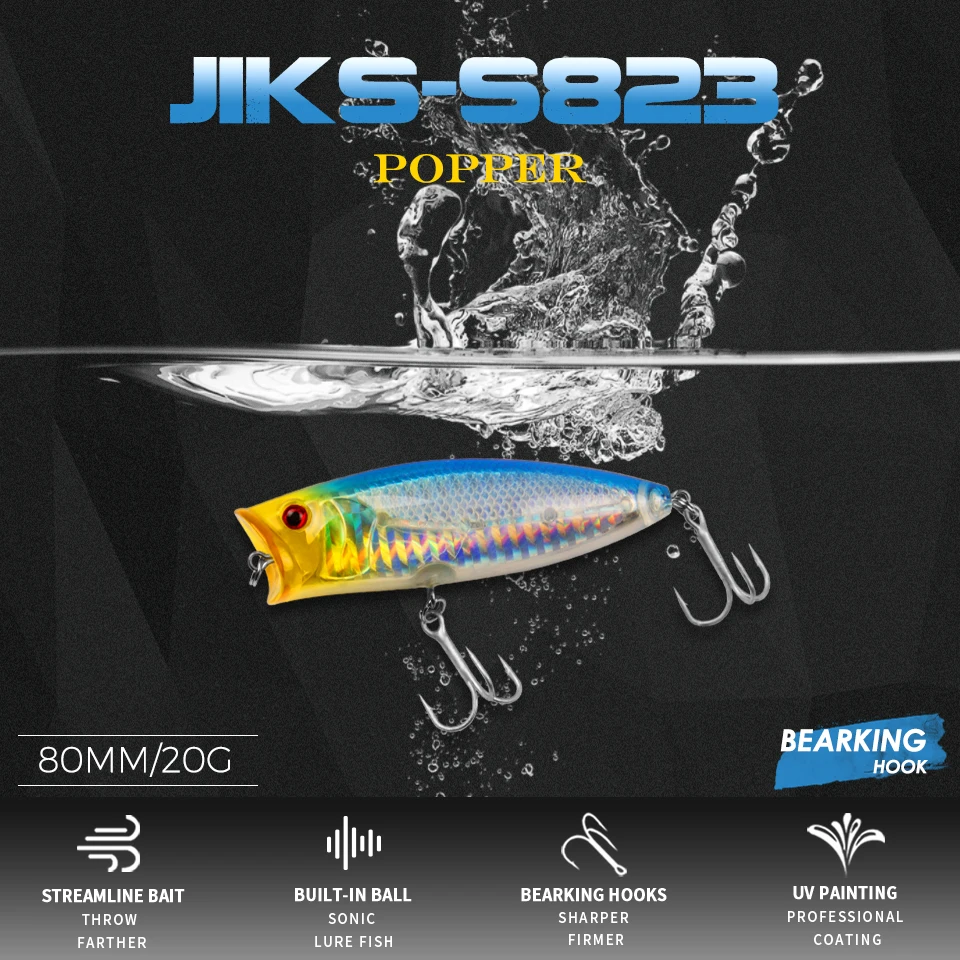 2017 популярная модель: 5 шт./лот рыболовные приманки разные цвета bearking crankbait popper 80