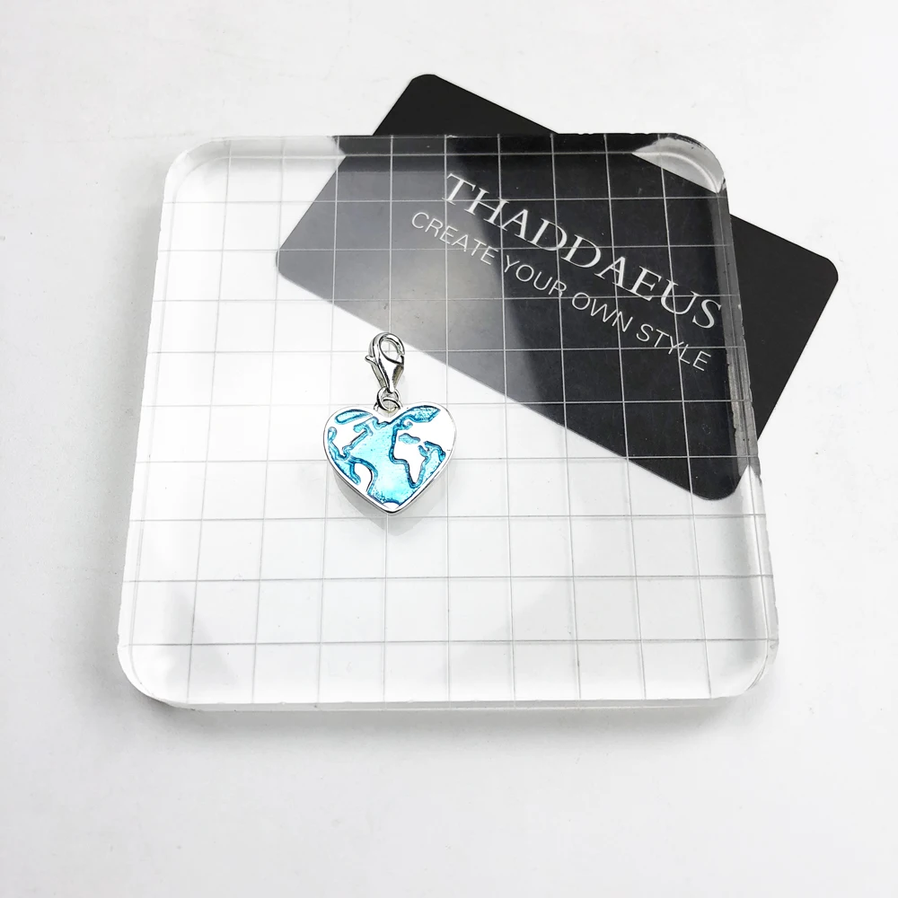 Подвеска в виде сердца из серебра 925 пробы с синей эмалью|Ювелирные шармы| |